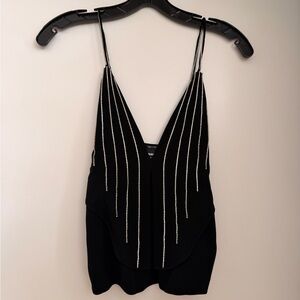 DSQUARED2 Black Camisole with Silver Detailing top shinny details